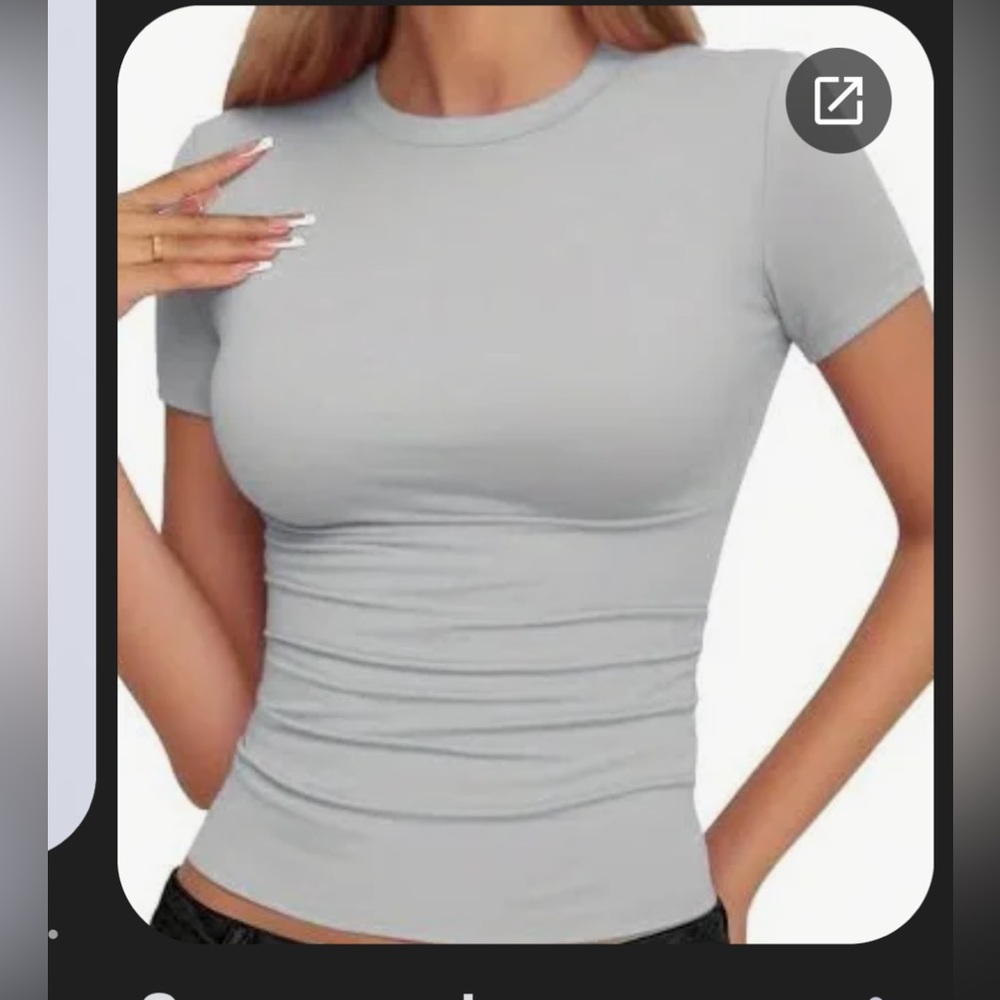 QQQ Women's Light Gray Fitted Top